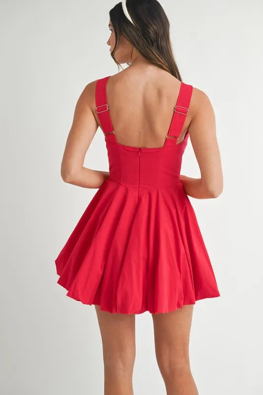 MABLE Poplin Square Neckline Bubble Mini Dress OutfitFlow