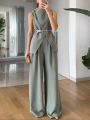 Sleeveless Top and Pants Set OutfitFlow