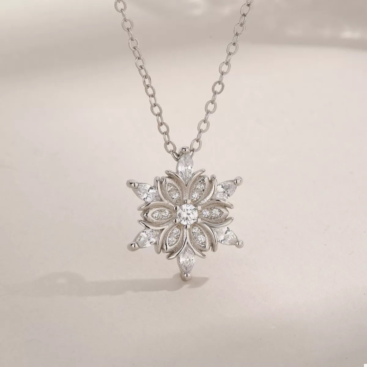 925 Sterling Silver Zircon Snowflake Necklace OutfitFlow