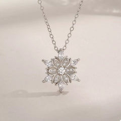 925 Sterling Silver Zircon Snowflake Necklace OutfitFlow