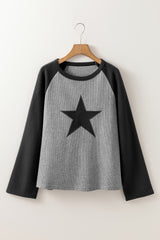 Outfit Flow - Star Round Neck Raglan Sleeve Top