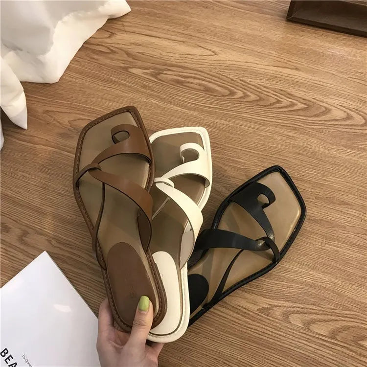 Toe Loop Flats Sandals OutfitFlow