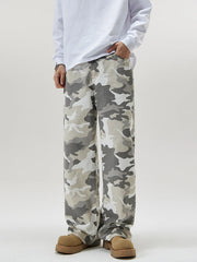 Men's Relaxed Fit Camo Print Pants Grey Fan Color Trendsi