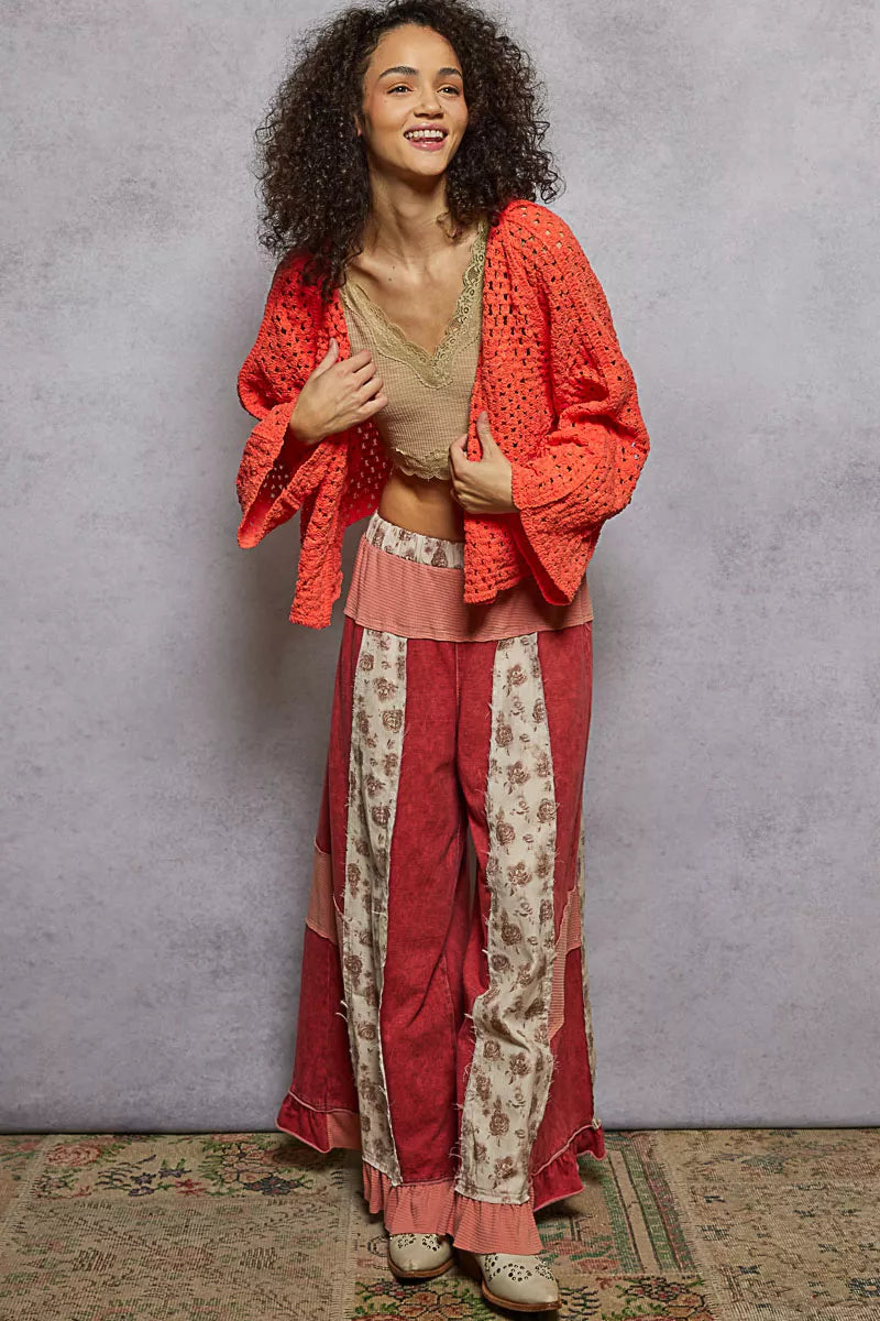 POL Open Front Cardigan with Crochet Patterns OutfitFlow