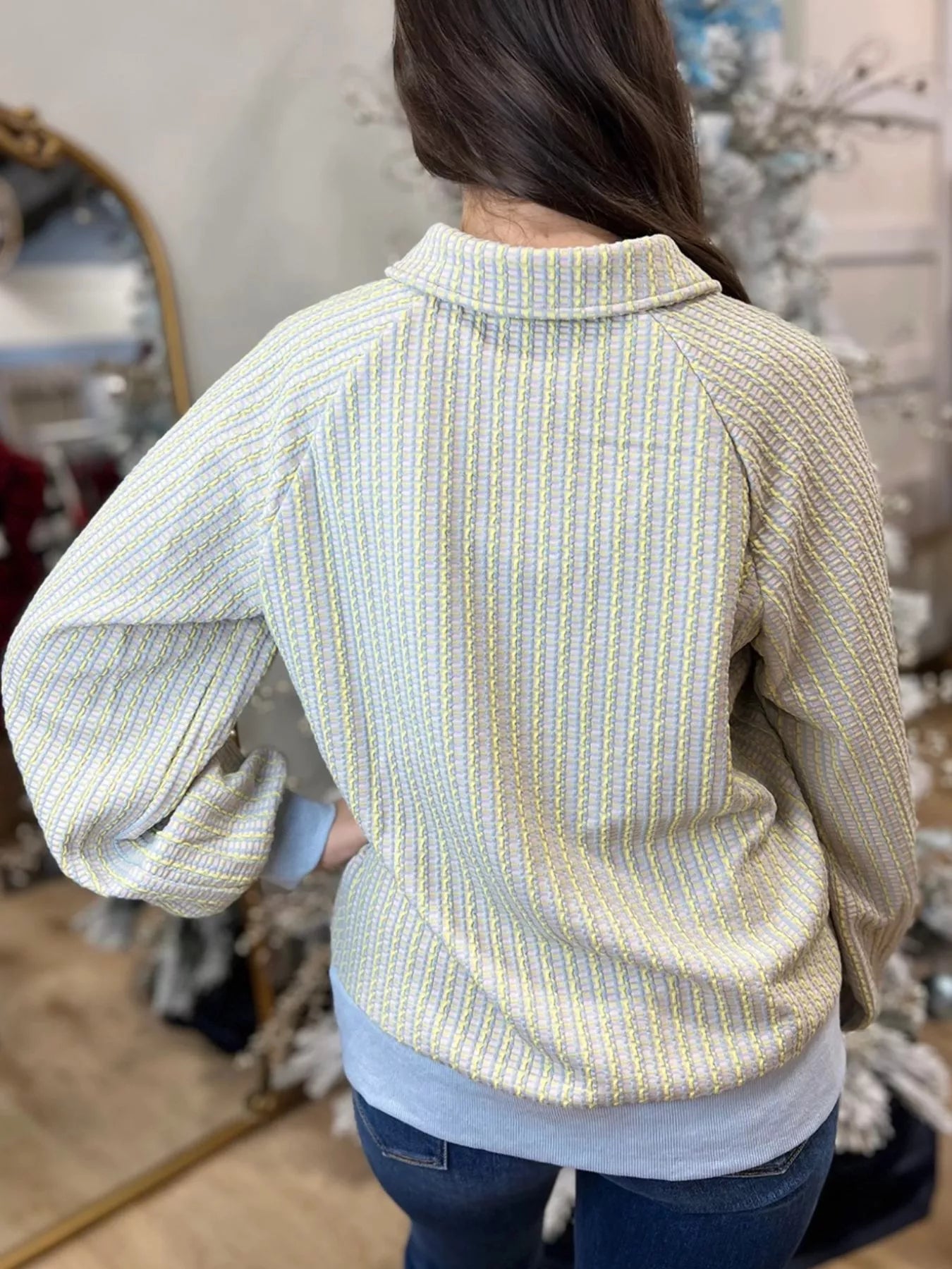 Half Snap Long Sleeve Sweatshirt OutfitFlow