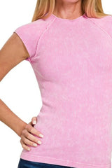 Zenana Stone Washed Ribbed Seamless Top OutfitFlow
