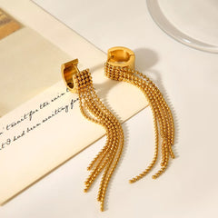 18K Gold-Plated Tassel Chain Earrings OutfitFlow