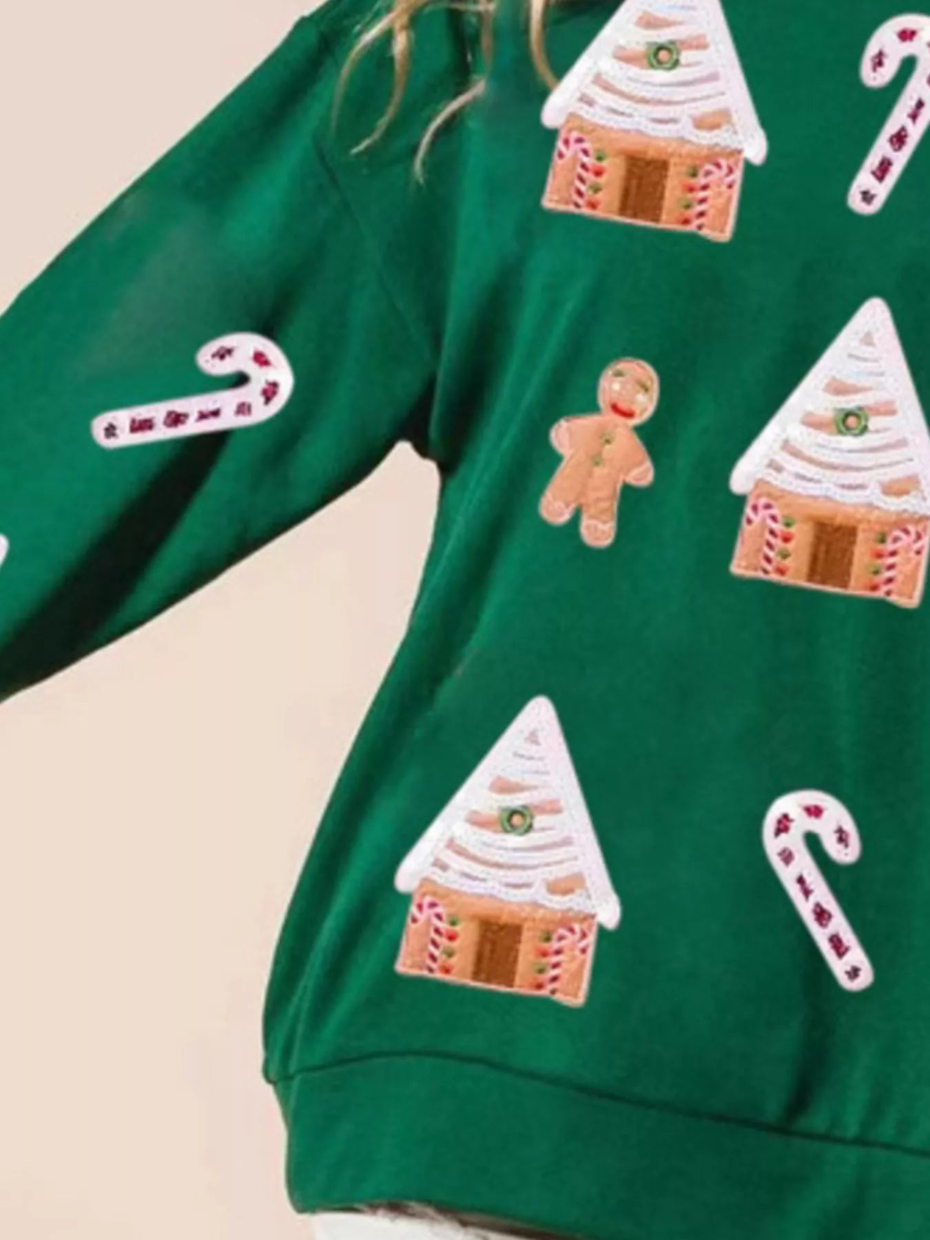 Christmas Gingerbread House Sequin Sweatshirt OutfitFlow