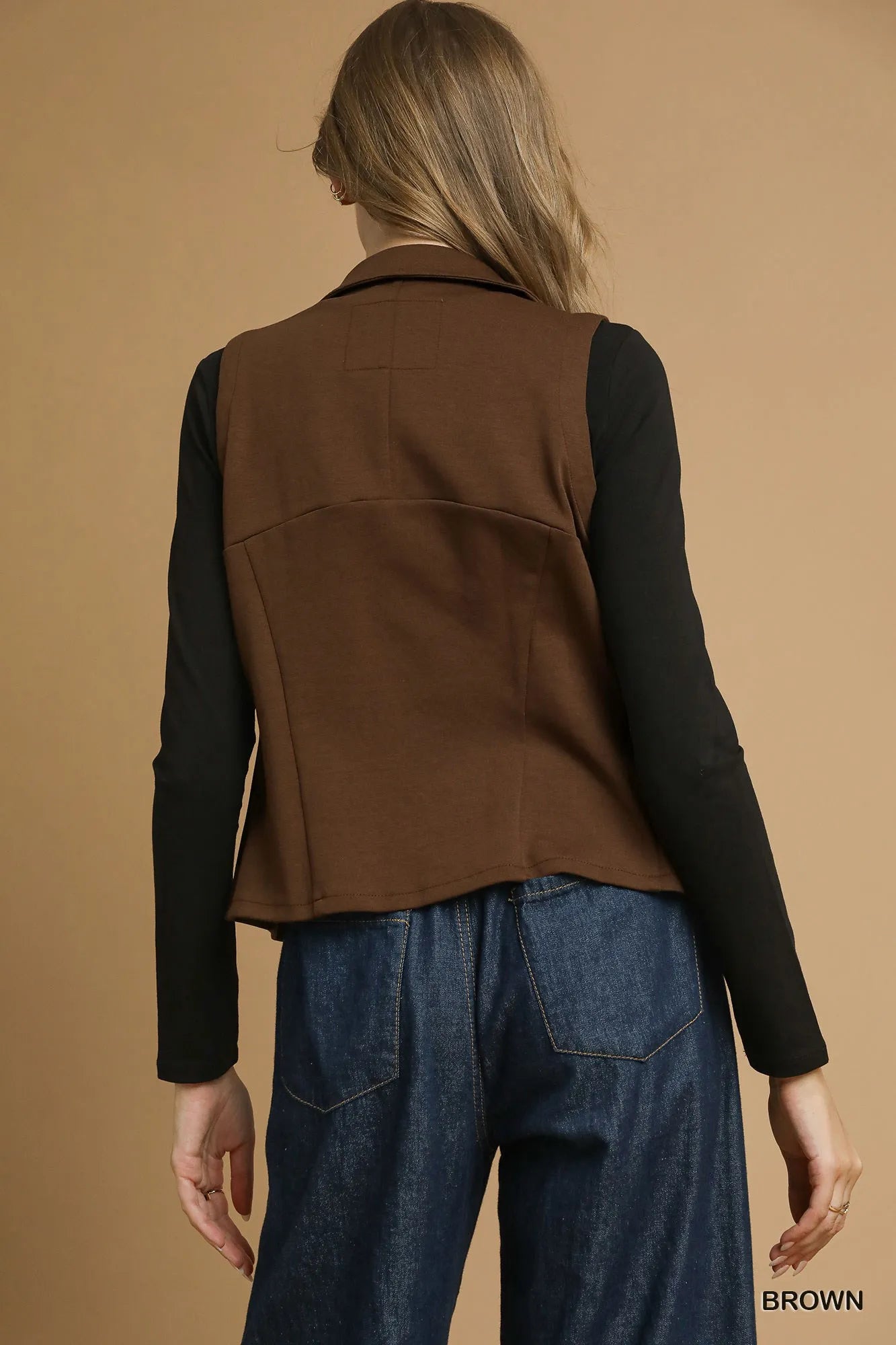 Umgee Zip-Front Fitted Vest with Pockets Trendsi