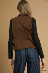 Umgee Zip-Front Fitted Vest with Pockets Trendsi