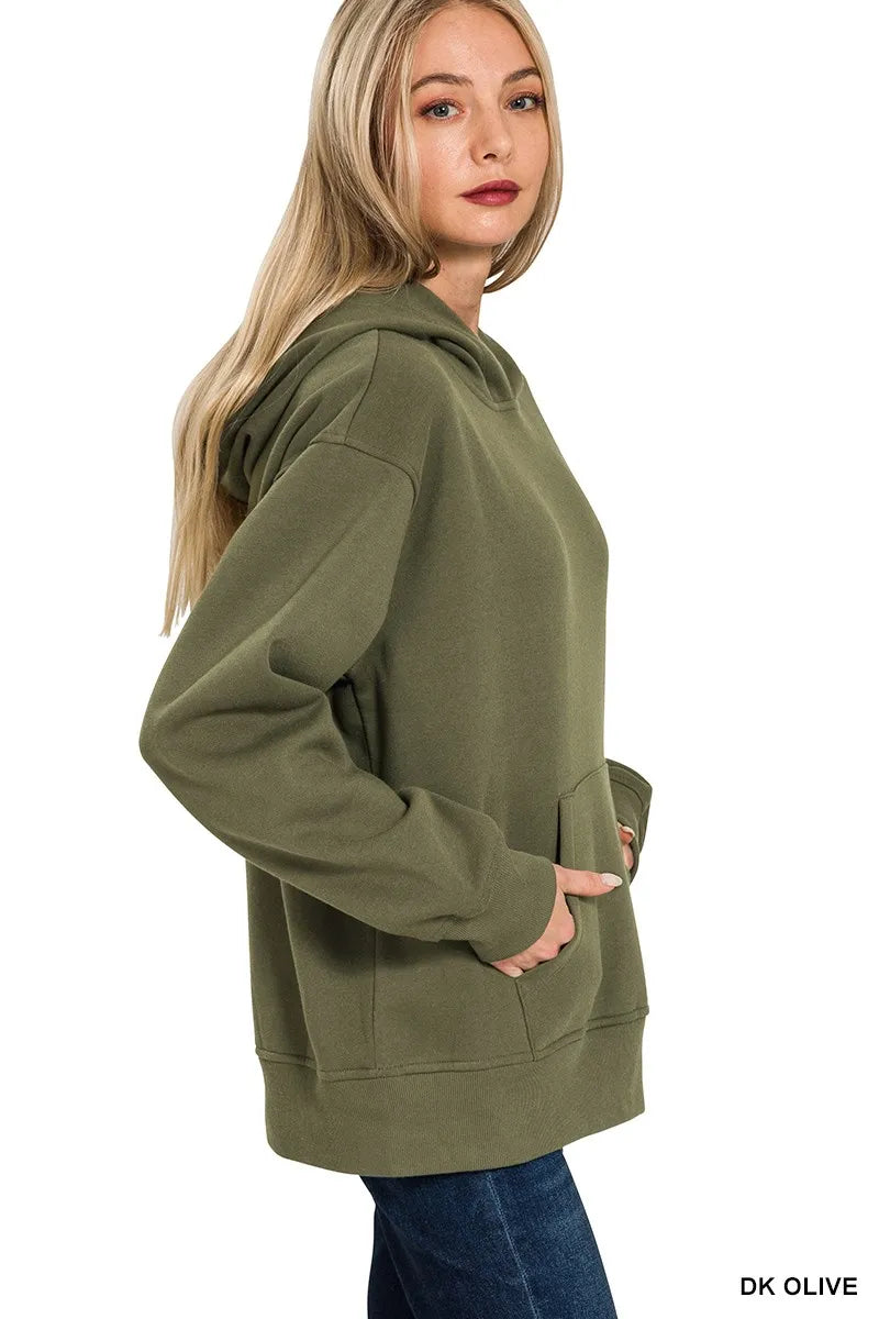 Zenana Fleece Kangaroo Pocket Hoodie OutfitFlow