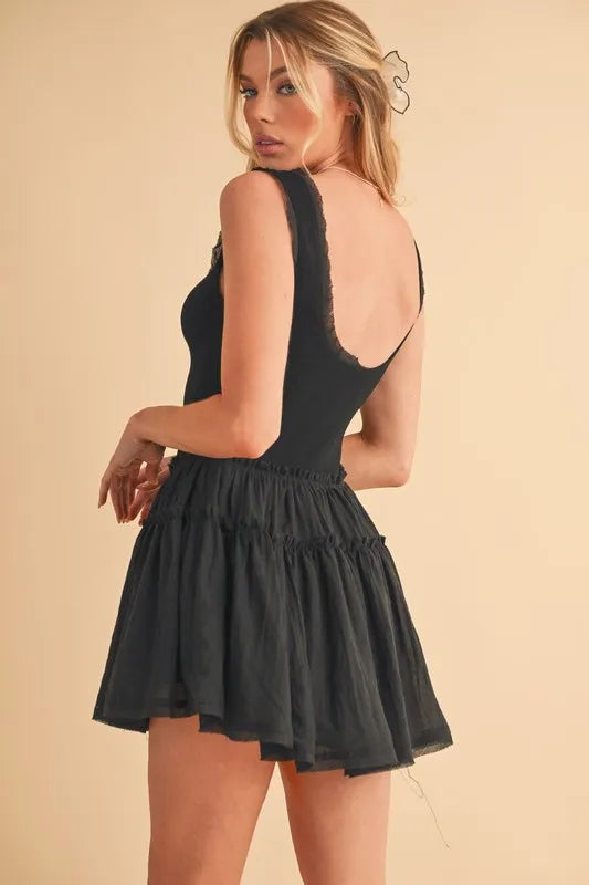 Aemi+Co Frill Sleeveless Drop Waist Mini Dress OutfitFlow