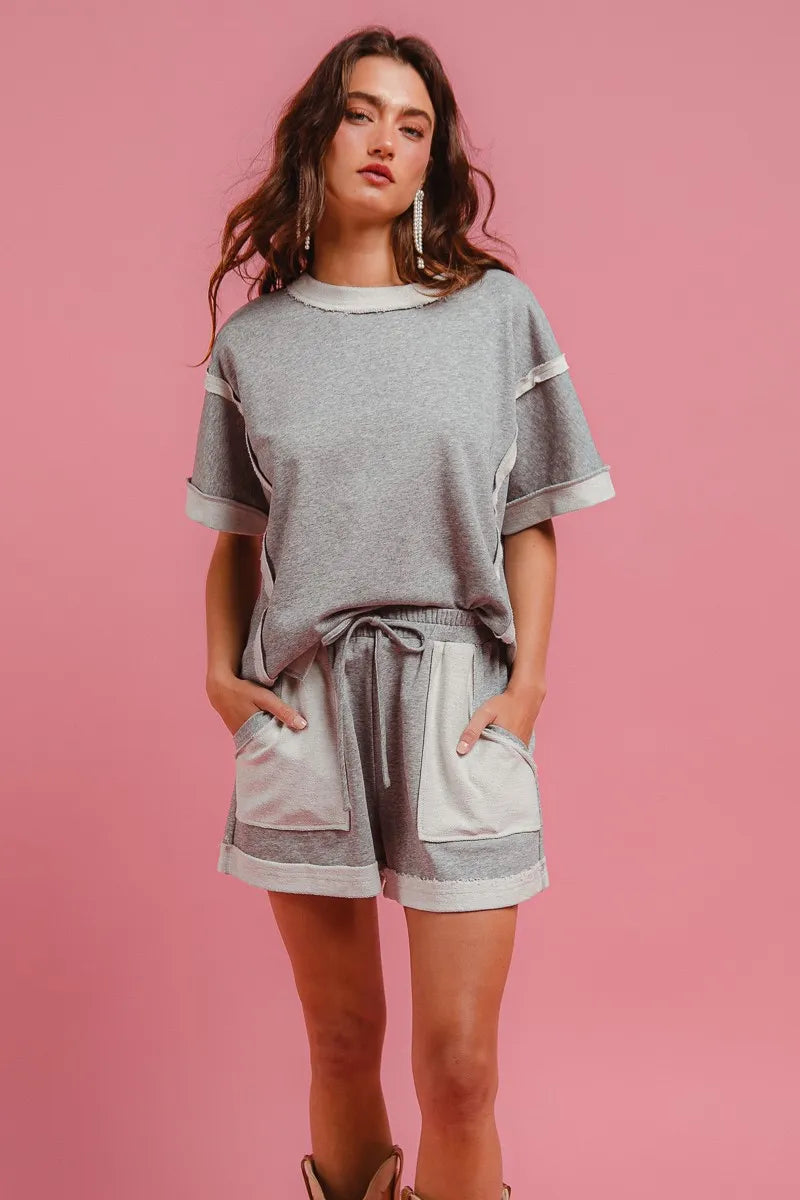 BiBi French Terry Knit Shorts with Side Pocket OutfitFlow