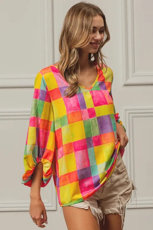 BiBi Multi Block Bubble Pop Ballon Top OutfitFlow
