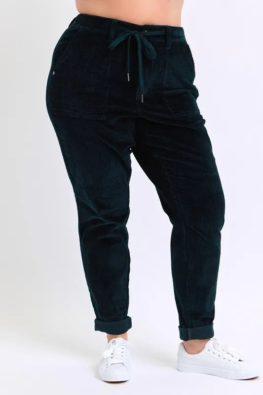 Judy Blue Full Size High Waist Corduroy Cuffed Jogger Plus Size OutfitFlow