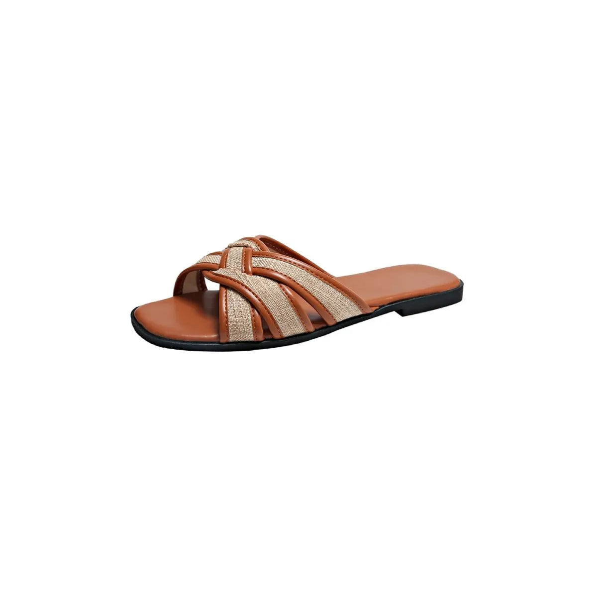 Open Toe Flats Sandals Brown OutfitFlow