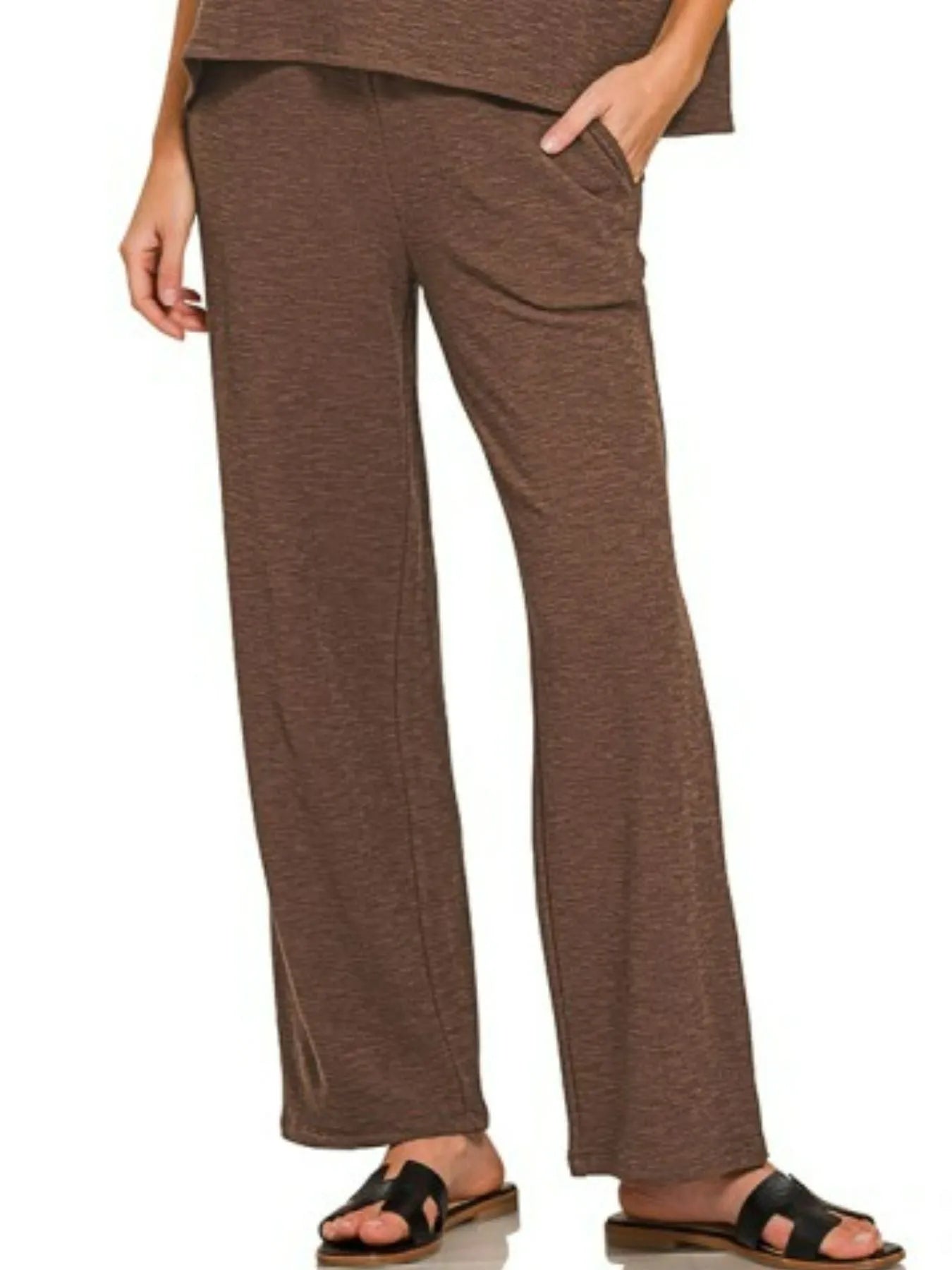 Zenana Slub Short Sleeve T-Shirt and Pants Set OutfitFlow