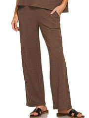 Zenana Slub Short Sleeve T-Shirt and Pants Set OutfitFlow