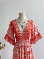 Floral Deep V-Neck Dress OutfitFlow