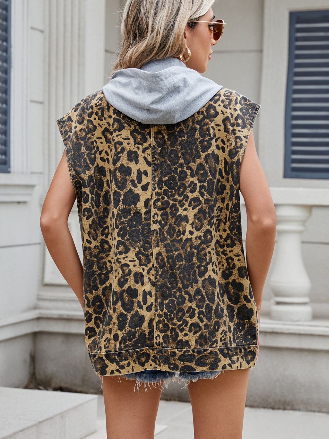 Outfit Flow - Leopard Buttton Up Denim Vest