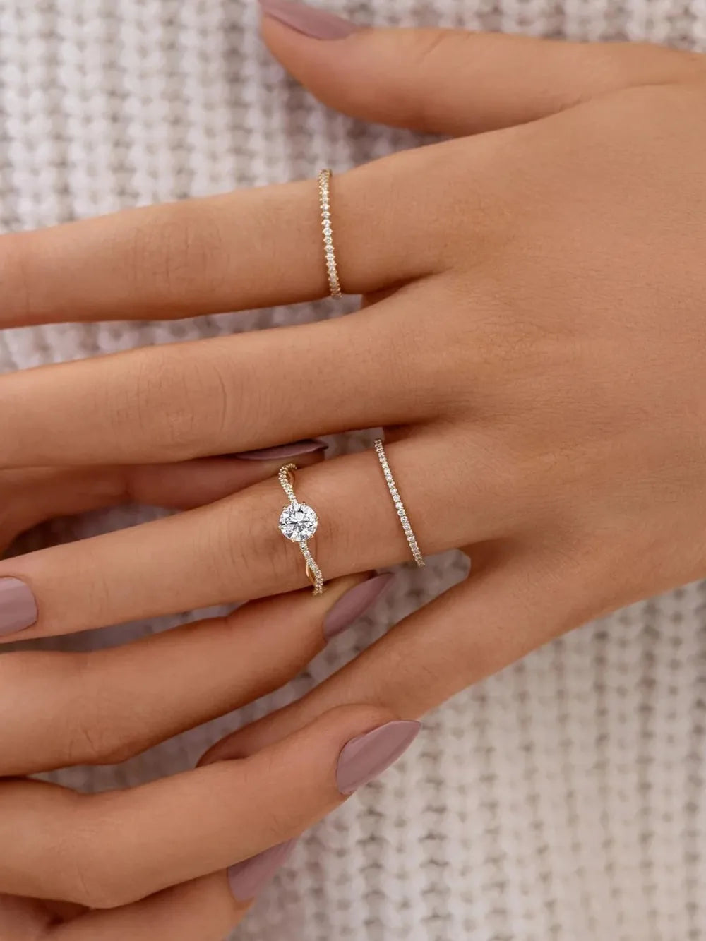 925 Sterling Silver Inlaid Zircon Ring OutfitFlow