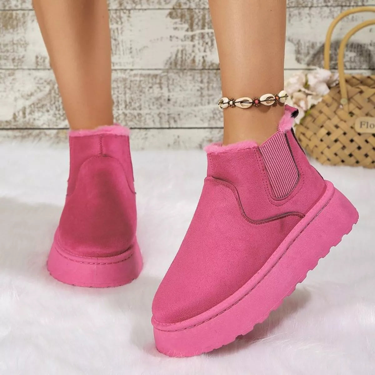 Round Toe Platform Ankle Boots Trendsi