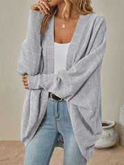 Casual Knit Open Front Cardigan Trendsi