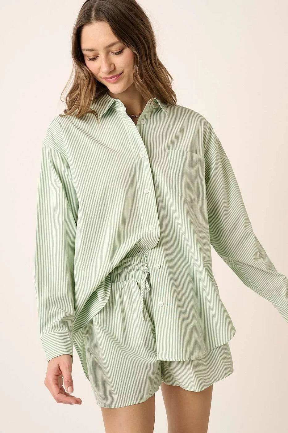Mittoshop Striped Shirt and Shorts Set OutfitFlow