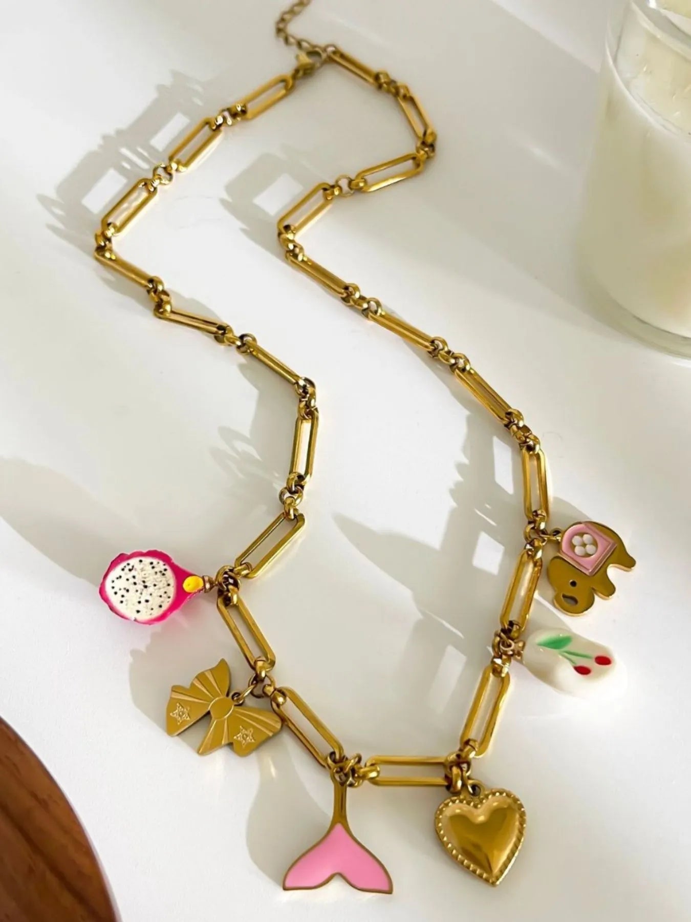 18K Gold-Plated Resin Pendant Necklace OutfitFlow