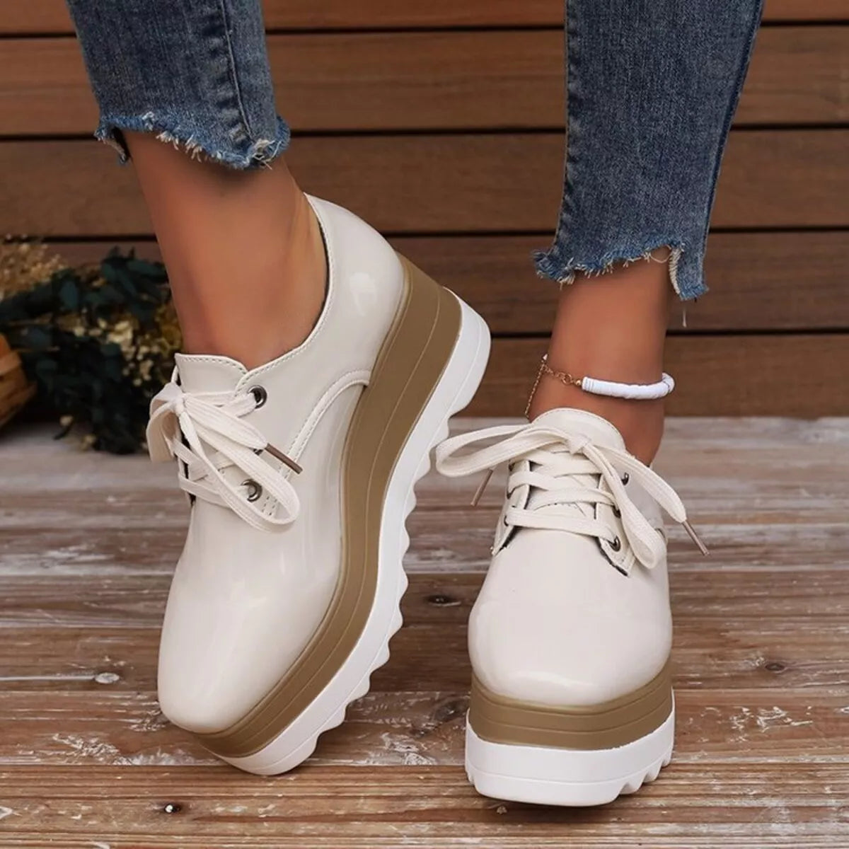 Lace Up Platform Sneakers Trendsi