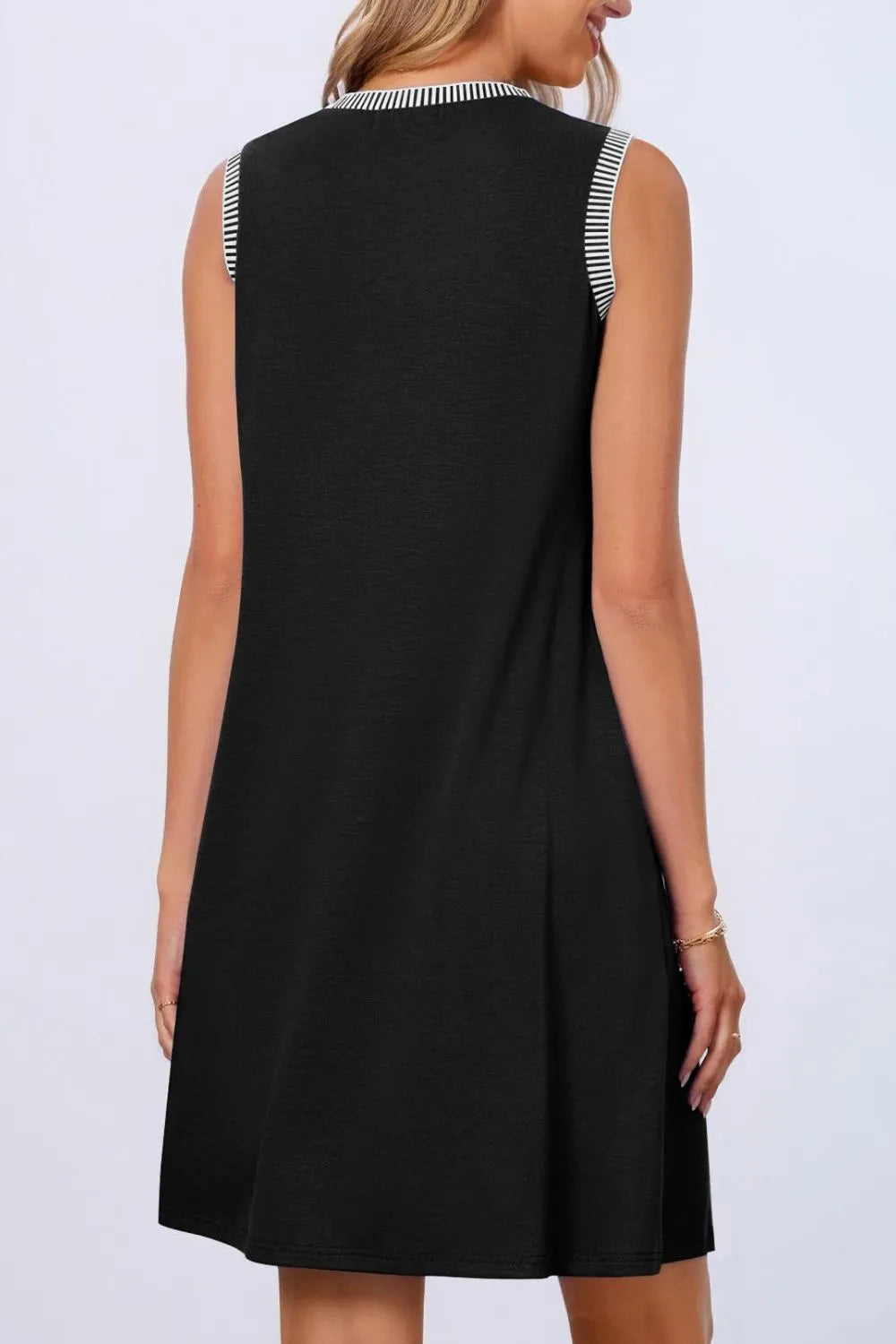 Round Neck Sleeveless Mini Tank Dress OutfitFlow