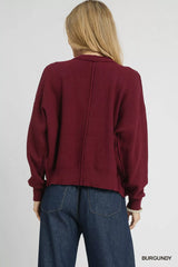 Umgee Chunky Cable Knit V-Neck Button-Up Cardigan Trendsi