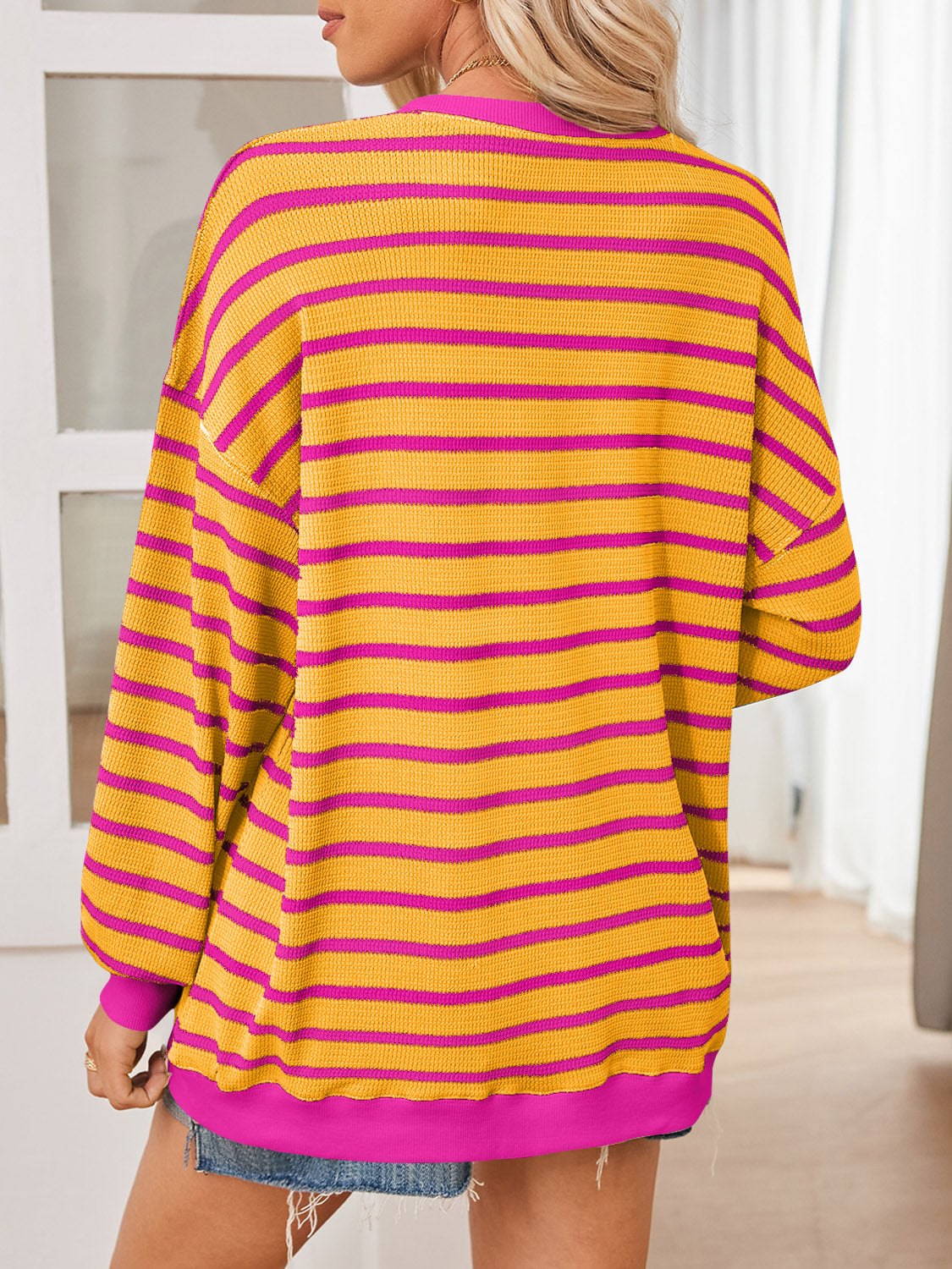 Outfit Flow - Lovelet Striped Contrast Long Sleeve Sweatshirt