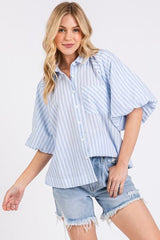Mittoshop Button Down Striped Puff Sleeve Shirt OutfitFlow