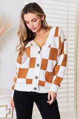 Angel Wings Double Take Button-Up V-Neck Dropped Shoulder Cardigan