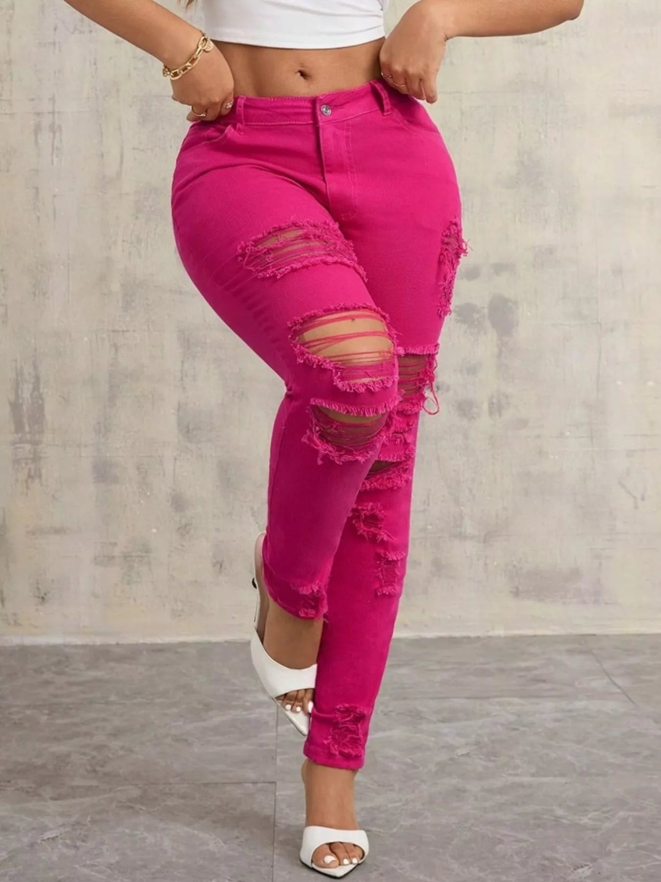 High-Waisted Distressed Skinny Jeans OutfitFlow
