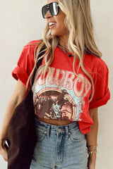 COWBOY Round Neck Short Sleeve T-Shirt OutfitFlow