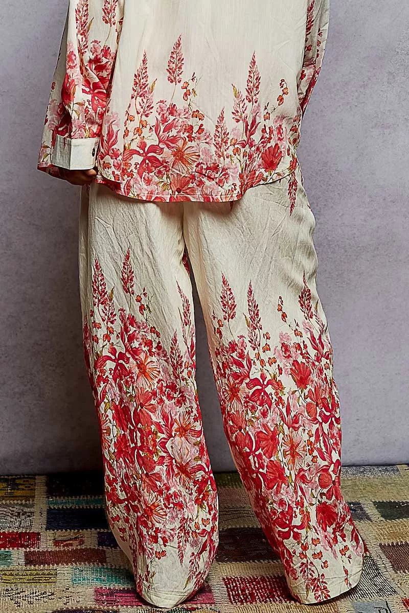 POL Floral Printed Woven Wide Leg Drawstring Pants OutfitFlow