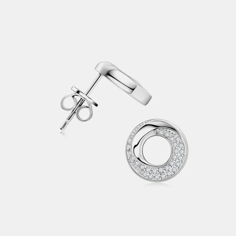 925 Sterling Silver Inlaid Moissanite Stud Earrings OutfitFlow