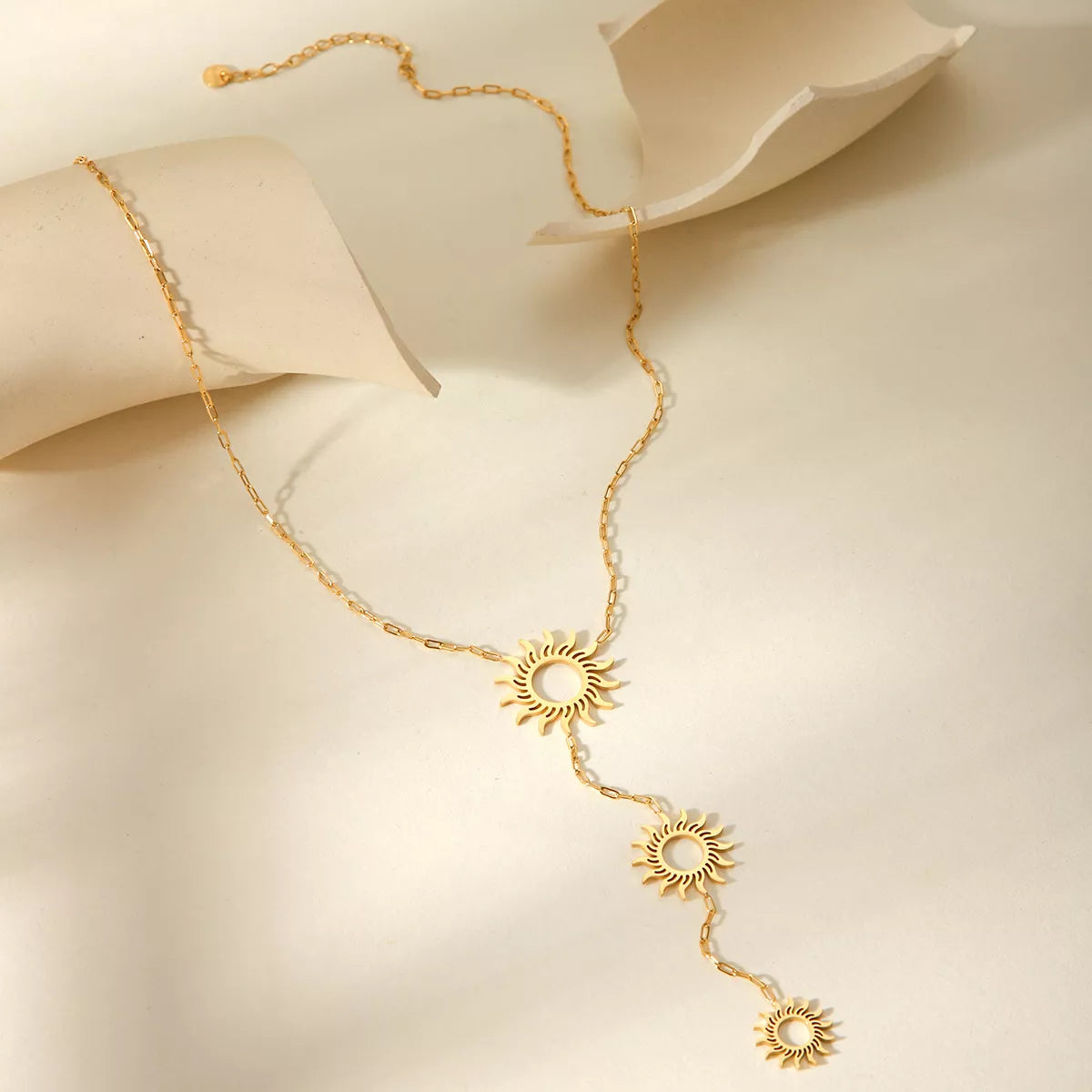 18K Gold-Plated Sun Pendant Necklace OutfitFlow