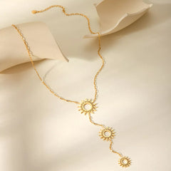 18K Gold-Plated Sun Pendant Necklace OutfitFlow
