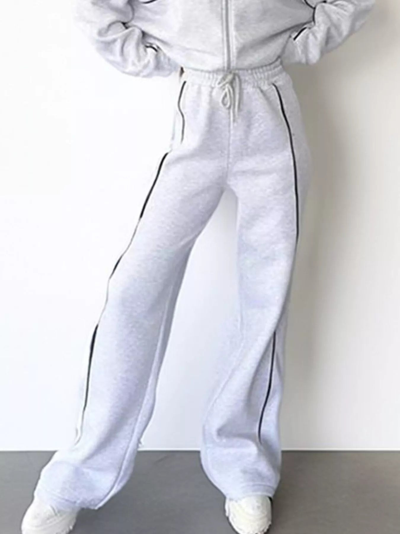 Full Size Zip Up Long Sleeve Top and Pants Set Plus Size OutfitFlow