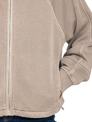 Zenana Fleece Pigment Dye Zip Up Hoodie with Pockets OutfitFlow