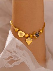 Stainless Steel Rhinestone Charm Bracelet OutfitFlow