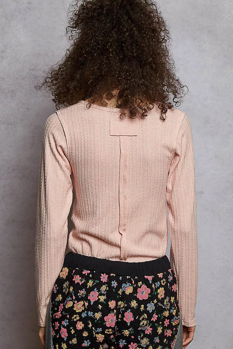 POL Square Neck Cropped Knit Top with Curved Hem OutfitFlow