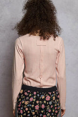 POL Square Neck Cropped Knit Top with Curved Hem OutfitFlow