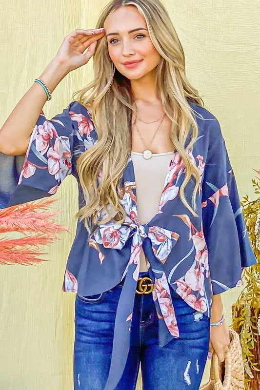 And The Why Front Tie Knot Floral Print Top OutfitFlow