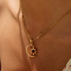 18K Gold-Plated Moon Star Pendant Necklace Gold One Size OutfitFlow