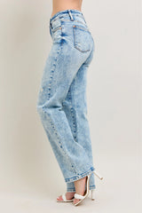 Judy Blue Full Size Hw Mineral Wash Destroy 90's Straight Jeans Plus Size OutfitFlow