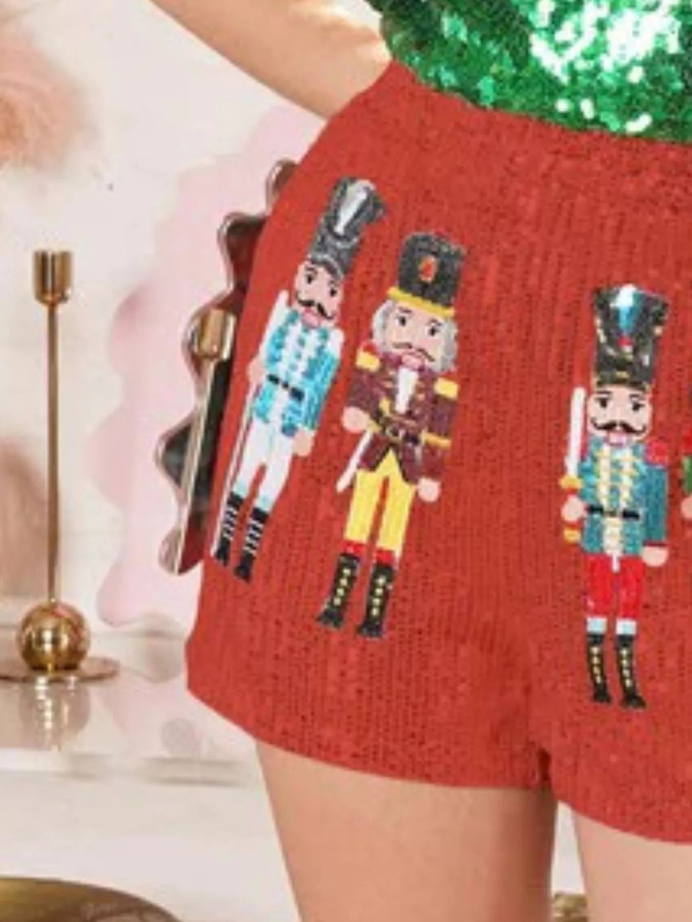 Christmas Sequined Nutcracker Shorts OutfitFlow